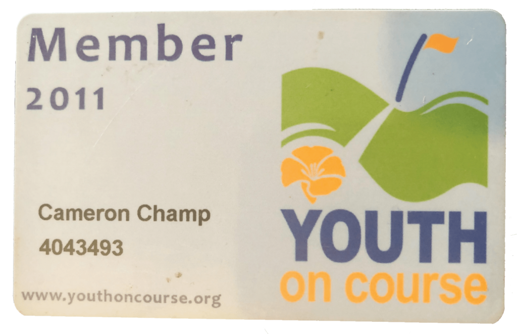 Cameron Champ's Youth on Course card