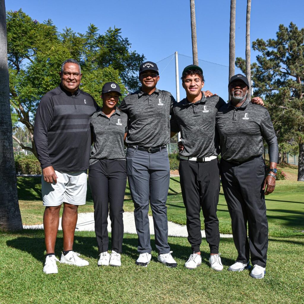 Jeff Champ, Koa Seymour, Roman Solomon, Toa Ofahengaue and Daniel Bryant at Tustin Ranch